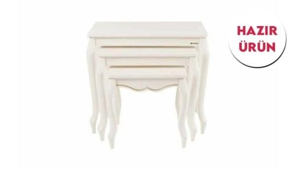 Teşhir Golden 3'lü Zigon Sehpa Krem-Krem