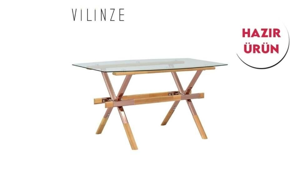 İstanbul 11 90152 Naturel Rose Ayak Cam Mutfak Yemek Masası (Hazır Ürün)