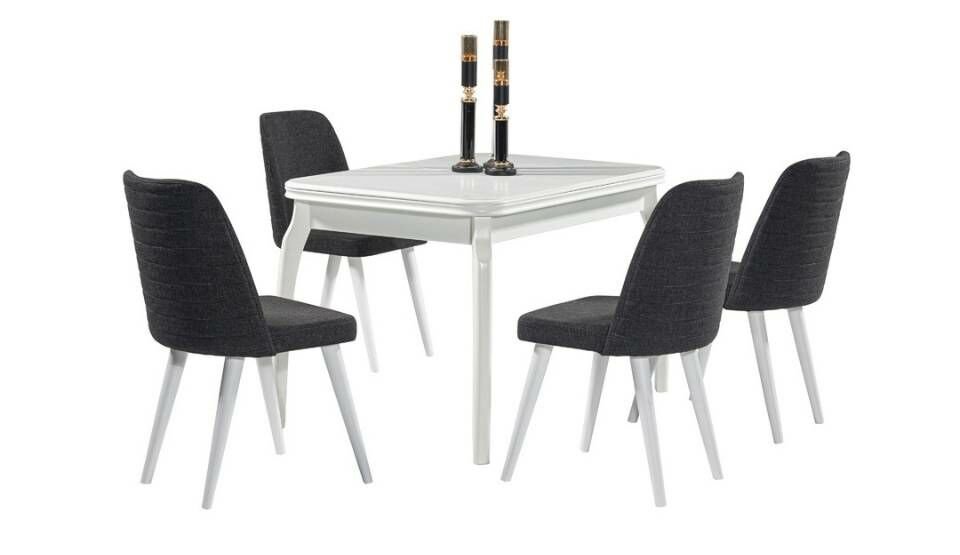 Boston Açılır Mutfak Masa Takımı Beyaz