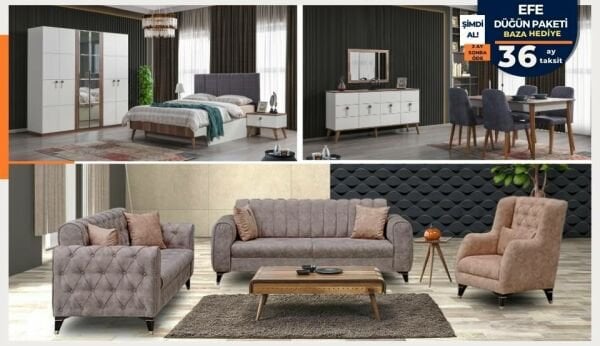 Efe Düğün Paketi (YATAK+BAZA HEDİYE)