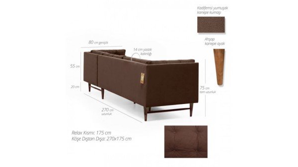 Point Retro Life Köşe Takımı Sağ Köşe - Kahverengi