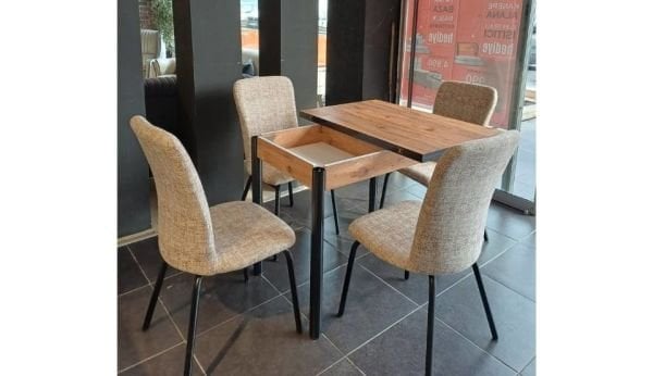 Sihirli Akçaağaç Metal Mutfak Masa Takımı (Hazır Ürün)