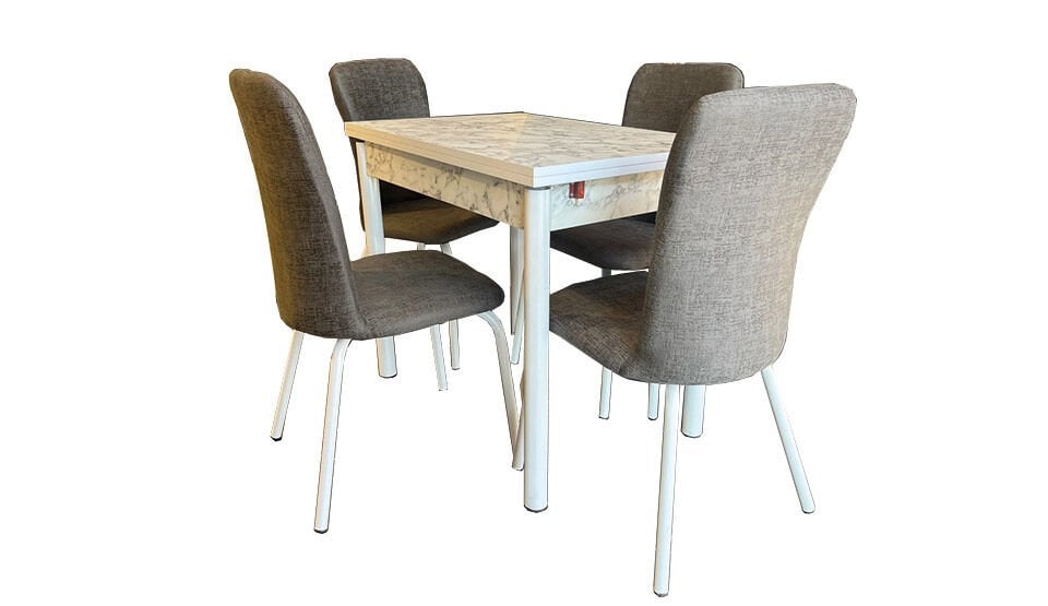 Teşhir Sihirli Beyaz Mermer Metal Mutfak Masa Takımı