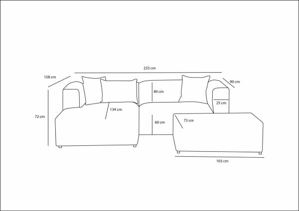 Linden Mini Köşe Koltuk Takımı Krem - Puf