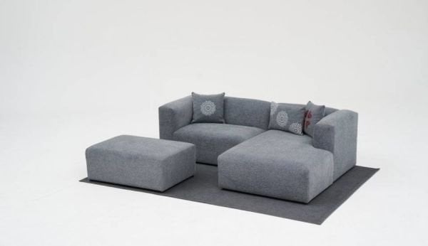 Linden Mini Köşe Koltuk Takımı Krem - Puf