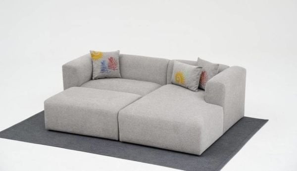 Linden Mini Köşe Koltuk Takımı Krem - Puf