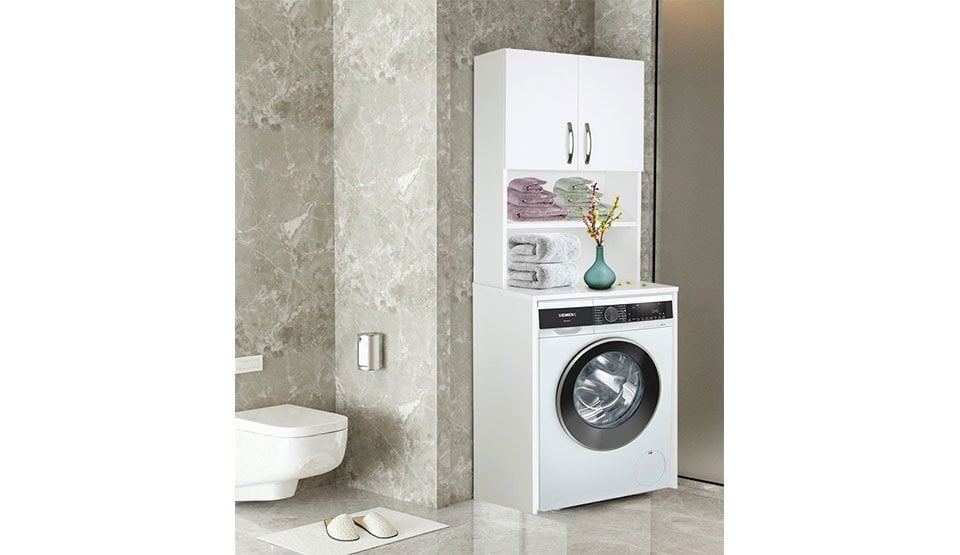 Çamaşır Makinesı Bölmeli Raflı Banyo Dolabı