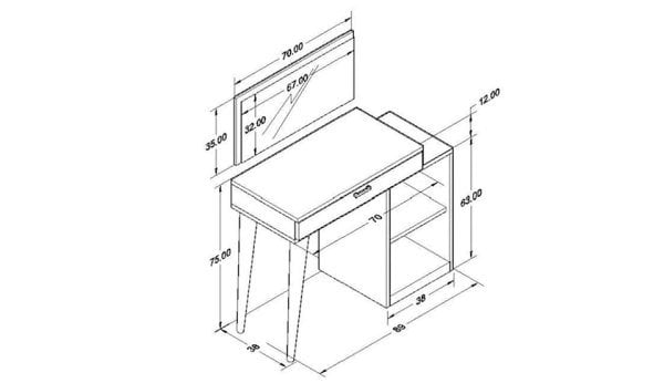 Martı Novella Beyaz Makyaj Masası
