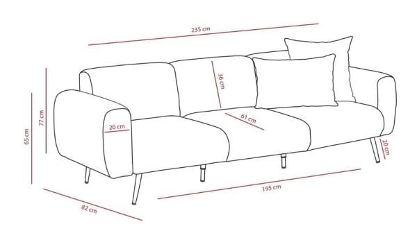 Side Üçlü Koltuk Krem - Üçlü Koltuk