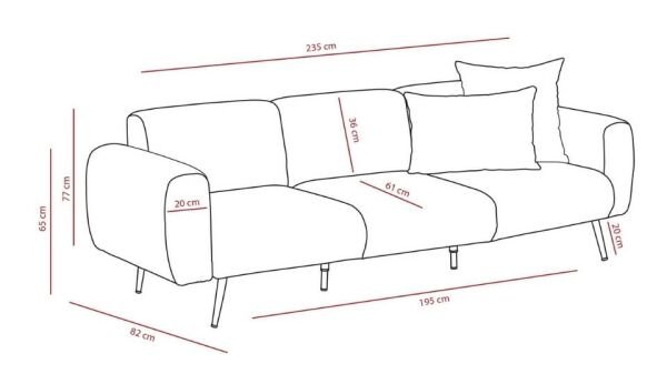 Side Üçlü Koltuk Açık Gri - Üçlü Koltuk