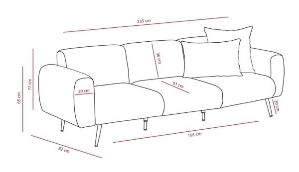 Side Üçlü Koltuk Krem - Üçlü Koltuk