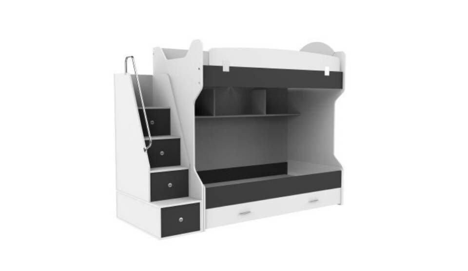 Smart Yavrulu Ahşap Ranza Antrasit