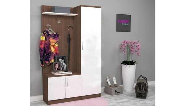 Teşhir Asos Beyaz Dolaplı Vestiyer-Portmanto