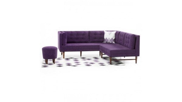 Point Life Retro Mini Köşe Takımı Kahverengi - Puf