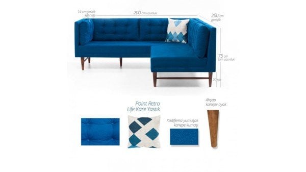 Point Life Retro Mini Köşe Takımı Kahverengi - Puf