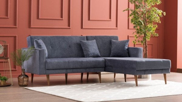 Dublin Yataklı Köşe Takımı Sol Köşe - Saks Mavisi