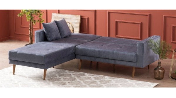 Dublin Yataklı Köşe Takımı Sol Köşe - Saks Mavisi