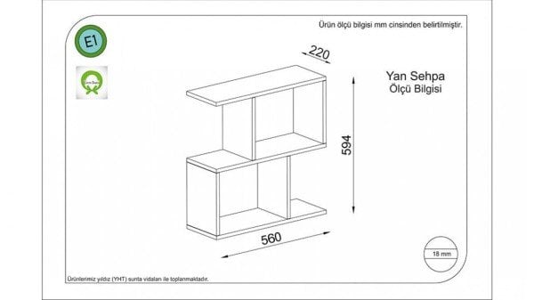 Klas Yan Sehpa Beyaz