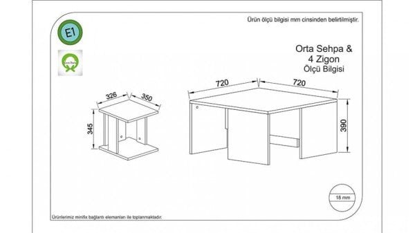 Dali Orta Sehpa Sarı-Siyah