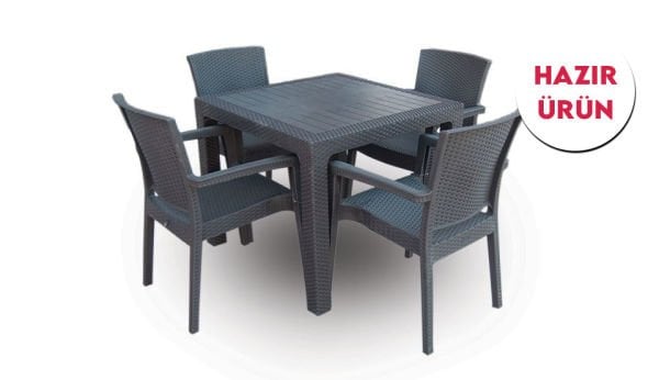 Teşhir Rattan Antrasit Masa Takımı