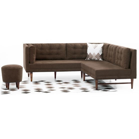 Point Life Retro Mini Köşe Takımı Kahverengi - Puf