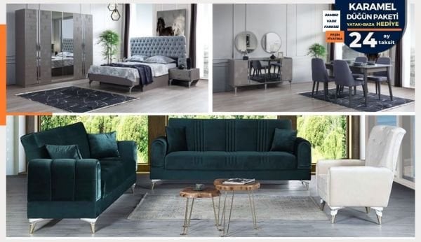 Karamel Düğün Paketi (YATAK + BAZA HEDİYE)