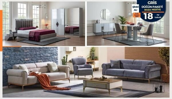 Gris Düğün Paketi (BAZA HEDİYE)