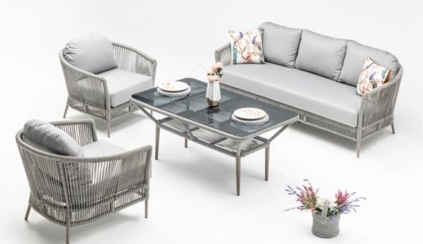 Mitra 3-1-1 Cam Sehpalı Bahçe Oturma Grubu