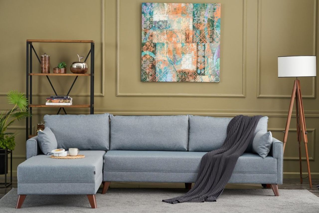 Bella Soft Köşe Takımı Sol Köşe - Mavi