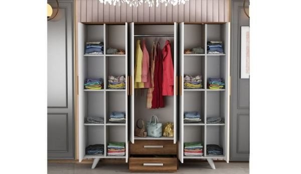 Teşhir Sinem 6 Kapaklı 2 Çekmeceli Gardırop