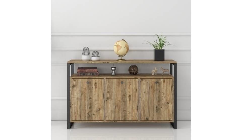 Teşhir Sorte Raflı 3 Kapaklı Konsol