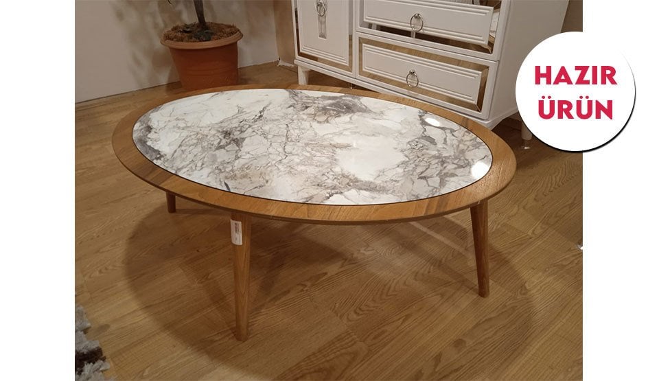 Teşhir Dalyan Elips Orta Sehpa Beyaz