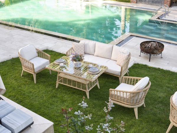 Teşhir Rodos Cam Sehpalı Oturma Grubu