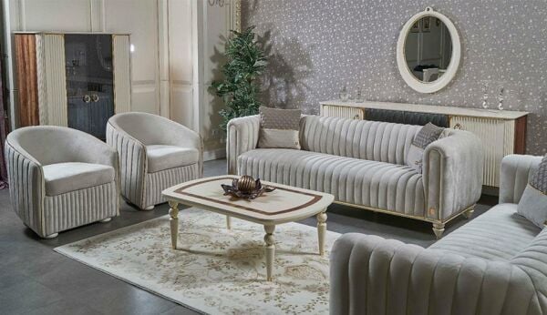 İnci Düğün Paketi (Hazır Ürün) (Orta Sehpa ve Ayak Ucu Bench Hediye)