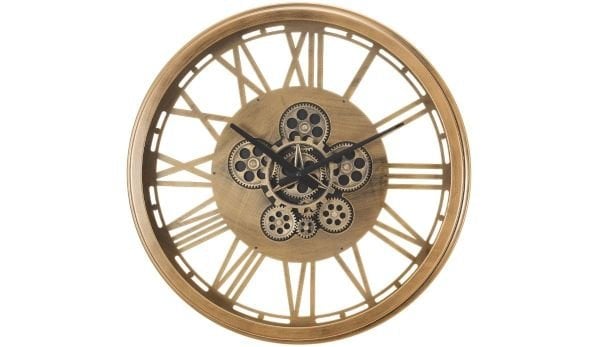Çarklı Saat Çap 55 2 Altın Eskitme Duvar Saati