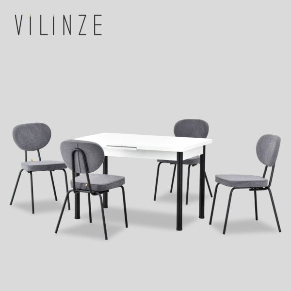 Zeytin 120 Beyaz/Gri Mutfak Masası Takımı