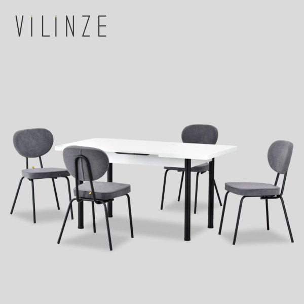 Zeytin 120 Beyaz/Gri Mutfak Masası Takımı