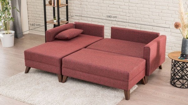 Bella Soft Mini Köşe Takımı Sol Köşe - Bordo