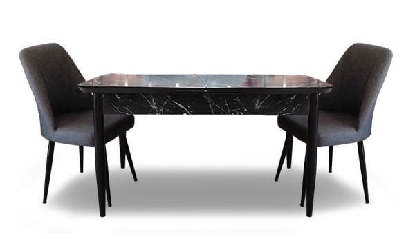 City Siyah Mermer Açılır Mutfak Masa Takımı