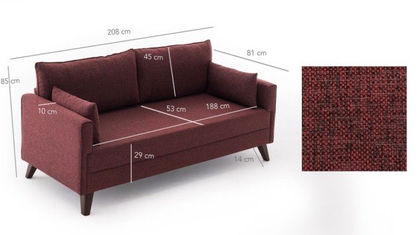 Bella Soft Üçlü Koltuk Bordo