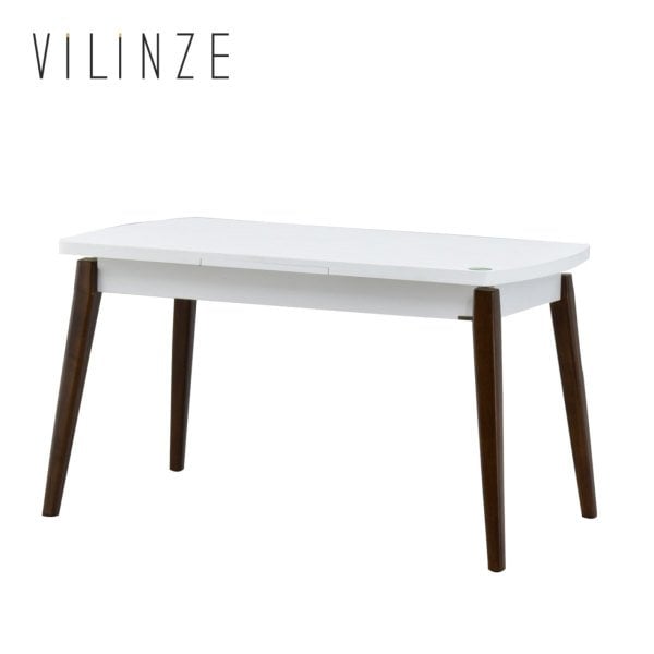 Aras Ahşap Yemek Masası - 80x140 cm Beyaz - Füme