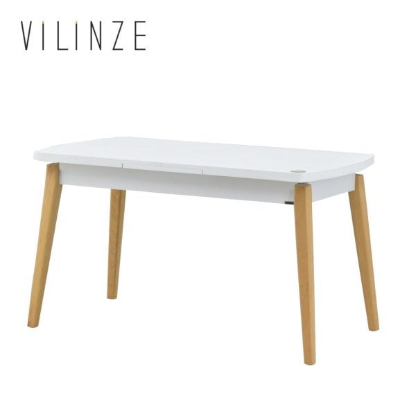 Aras Ahşap Yemek Masası - 80x140 cm Beyaz - Füme