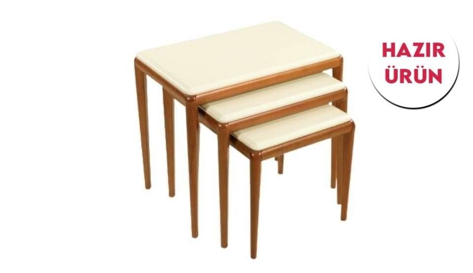 Teşhir Bolivia Krem-Ceviz 3'lü Zigon Sehpa